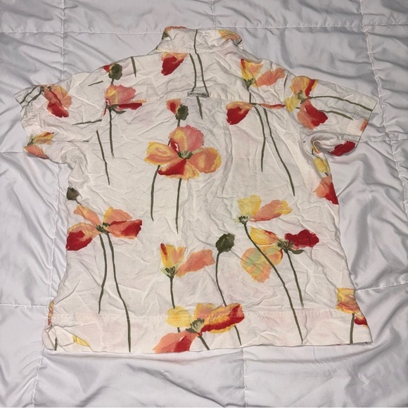 Vtg Columbia Floral Print Button Up Shirt Womens Large Linen Blend Vintage - Picture 5 of 5